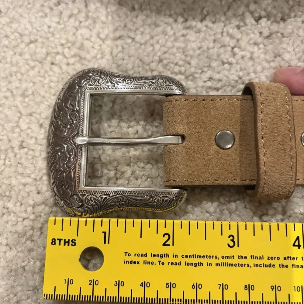 NWOT Cody James Men’s Rustler Suede Leather Belt W/ Buckle Tan Size 34 Western